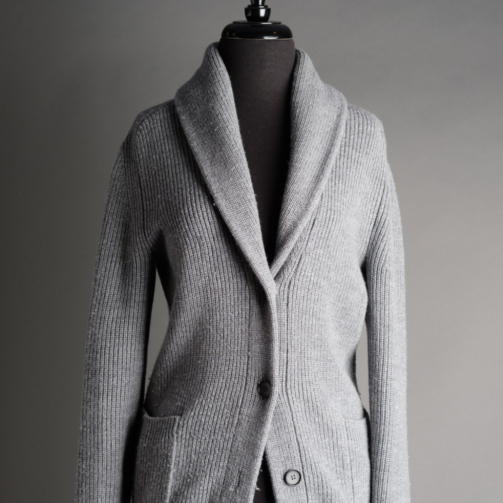 Everlane Shawl Collar Cardigan Gray Wool